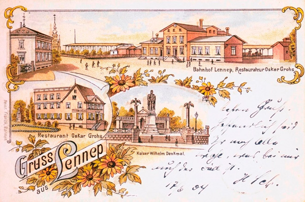 Ommerborn erwähnt auch den ersten Lenneper Bahnhof von 1868, der sich zu einem bedeutenden Knotenpunkt der bergischen Eisenbahlinien entwickelte