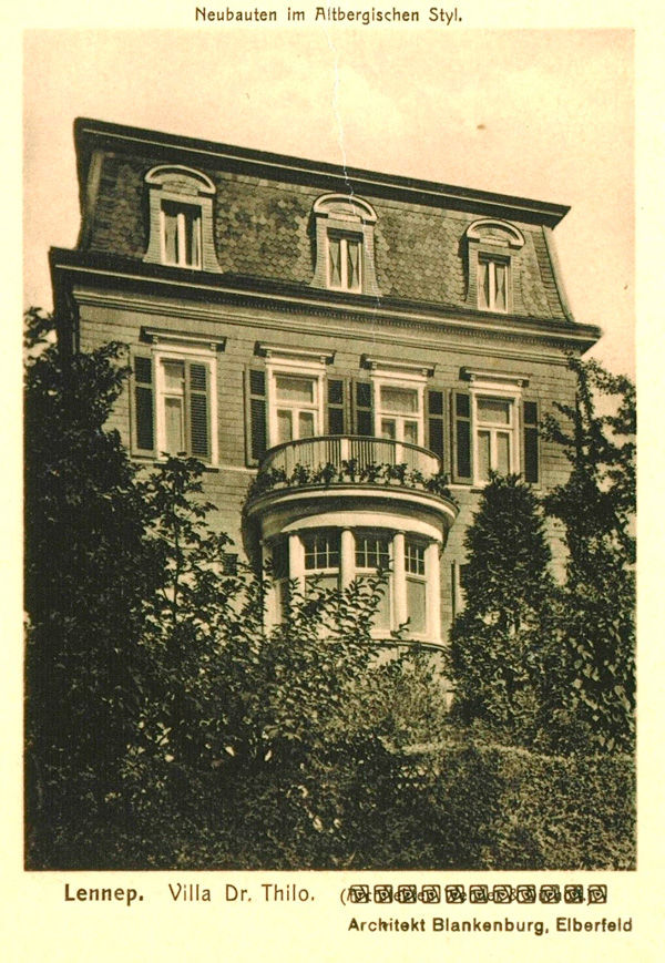 Ommerborn erwähnt die in Lennep mehrfach vertretene neue Bauweise im Altbergischen Styl. Hier eine um 1900 enstandene Villa in der Wiesenstraße